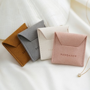 PandaSew Luxury Custom Logo Jewelry Bag High Quality 1.4mm Microfiber Gift Packaging <b>Ring</b> Necklace Jewelry Pouch - Product Image 2