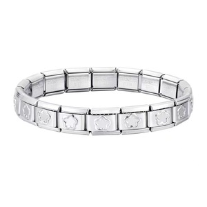 PFT Pulsera Modular <span class=keywords><strong>de</strong></span> Acero Inoxidable con Patrón Estampado Italiano, Plateada, Patrón Clásico, Personalizada, Hecha a Mano, DIY, Nueva y Única - Product Image 3