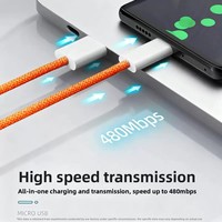 Cable de Carga Rápida Tipo-C de 60W y 5A, Trenzado de Nailon Naranja, Conductor de Cobre Puro BZ-i17 OEM/ODM para iPhone y Banco de Energía