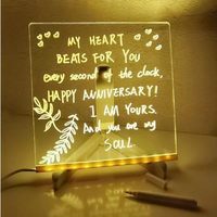 Pizarra Acrílica de Borrado en Seco con Luz, Pizarra de Borrado en Seco Iluminada con Soporte LED, Tablero de Mensajes con Letras para Oficina, Escuela y Hogar