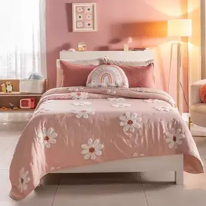 Juego de Funda de Edredón Individual Vianney Florence con Apliques Florales Bordados, Estilo Princesa Rosa, Ropa de Cama para el Hogar - Product Image 3