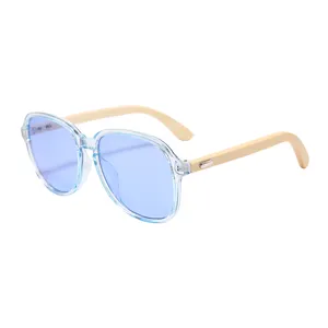 Gafas de sol personalizadas de bambú, lentes de diseñador de alta moda, Color caramelo