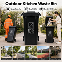 Poubelle à roulettes robuste de 240 L, bac à déchets en plastique, conteneur à ordures pour travaux d'assainissement, nettoyage des rues, collecte extérieure