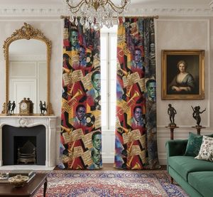 Cortinas Retro Jazz Band con Estampado Floral Denso, Paneles Decorativos que Bloquean el 70% de la Luz para Sala de Estar, Dormitorio, Música - Product Image 3