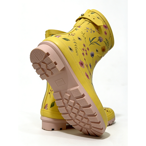 <span class=keywords><strong>Botas</strong></span> <span class=keywords><strong>de</strong></span> <span class=keywords><strong>Lluvia</strong></span> con Estampado Floral para Mujer, Impermeables, Antideslizantes, a Media Pantorrilla, Color Amarillo Moderno, Superficie Lisa - Product Image 1