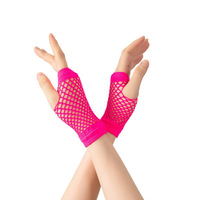 Gants courts en résille style boîte de nuit, plusieurs couleurs, sexy, extensibles, en maille ouverte, en nylon, pour l'été et Halloween, détectables par les détecteurs de métaux