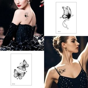 Tatuajes temporales de Mariposa Negra personalizados, 12 hojas, diseños florales, tatuajes impermeables, pegatinas de arte corporal impresas para mujeres - Product Image 6