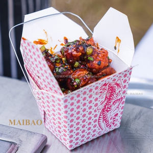 Caja para llevar de papel Kraft desechable ecológica personalizada con asa Durable de primera calidad para ensalada y fideos - Product Image 2