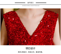 Robes de mariée pour filles de nouvelle conception européenne, robe de demoiselle d'honneur à paillettes, robe rouge à queue