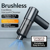 Aspirateur de voiture portable sans fil mini noir, recharge USB, moteur sans balais, réglage à deux vitesses, 12000 Pa, autonomie 30-45 min
