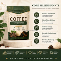 Poudre de café aux champignons végétaliens OEM, formule complexe 10 en 1 pour stimuler le système immunitaire, extrait de crinière de lion