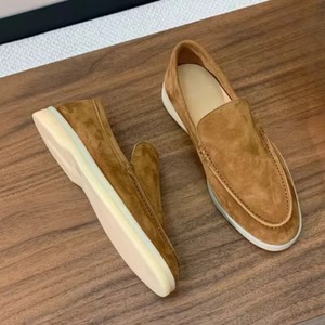 รองเท้าเดินและขับรถแบบ unisex รองเท้าโลฟเฟอร์หนังแท้ รองเท้าสวมลำลองแบบส้นแบนหนังกลับหนังแกะ พื้นรองเท้ายาง มีไซส์ใหญ่พิเศษ - Product Image 5