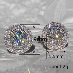 Boucles d'oreilles en or blanc avec diamants ronds taille brillant, couleur G, diamants naturels, style classique, bijoux de mariage pour femmes, certifiées GIA - Product Image 6