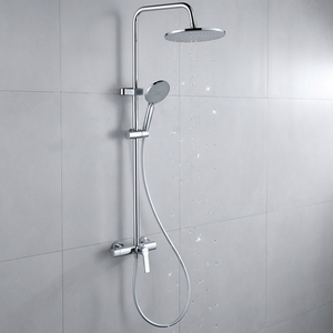 Set Doccia in Ottone con Soffione a Pioggia e Doccetta a Mano, Sistema Doccia a Parete per Ristrutturazione Bagno Appartamento - Product Image 2
