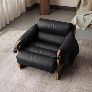Fauteuil lounge Jersey Island style Wabi Sabi, en bois massif, ergonomique, pour salon - Product Image 3
