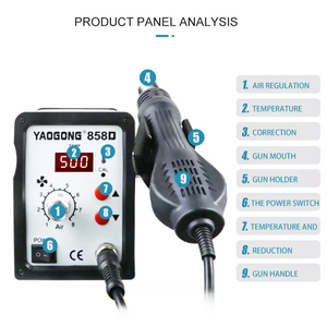 Estación <span class=keywords><strong>de</strong></span> Soldadura <span class=keywords><strong>de</strong></span> <span class=keywords><strong>Aire</strong></span> <span class=keywords><strong>Caliente</strong></span> con Pantalla Digital YAOGONG 858D, Estación <span class=keywords><strong>de</strong></span> Retrabajo SMD BGA <span class=keywords><strong>para</strong></span> <span class=keywords><strong>Desoldar</strong></span> Circuitos Integrados SMD - Product Image 6