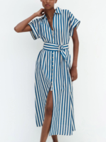 Fabrication sur mesure, robe longue décontractée pour femmes, style vintage français de haute qualité, manches courtes, boutonnée sur le devant, pour les vacances d'été
