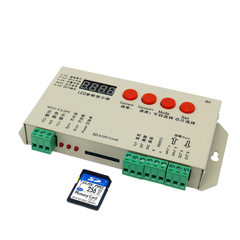 T1000S T-1000S LCD Display 2048 Pixel RGB RGBW Sync 2811 TTL SPI LEDEdit Magic Digital Addressable SD Card LED Controller