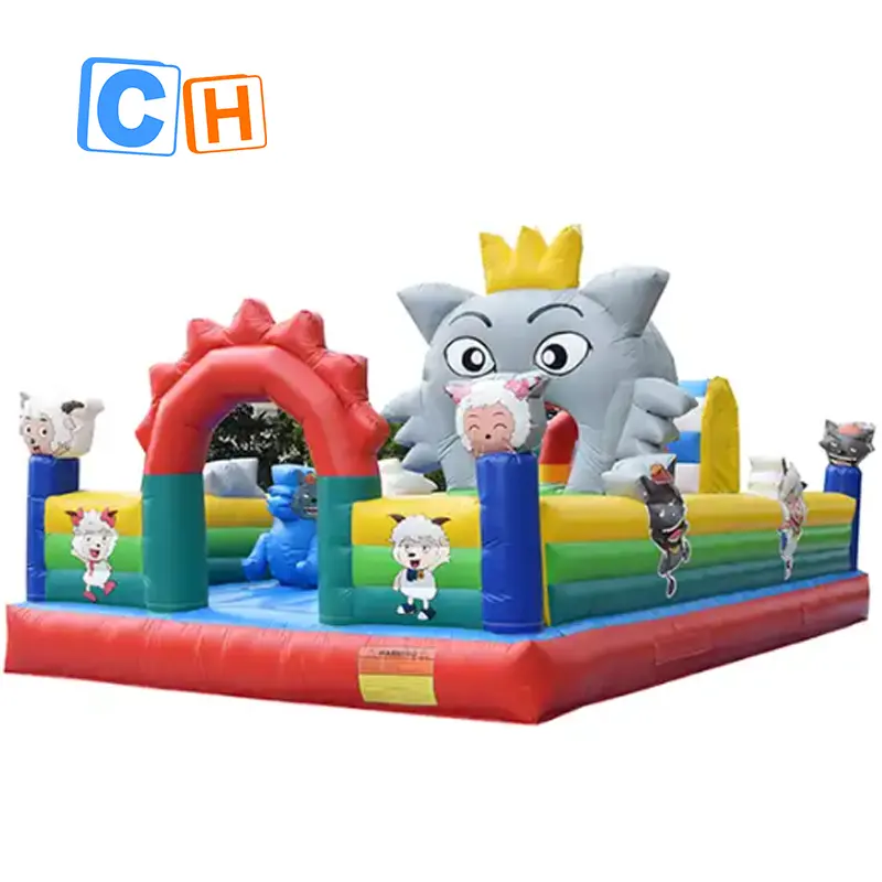 Castillo hinchable de personaje de dibujos animados, parque de atracciones inflable todo en uno para fiesta