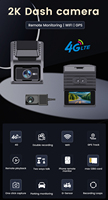Caméra de tableau de bord double 4G LTE 2K avec visualisation en direct à distance, suivi GPS et surveillance de véhicule en temps réel