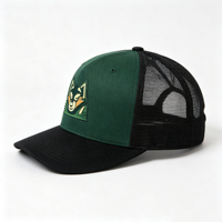 Casquette de camionneur réglable personnalisée à six panneaux en maille respirante avec motif de dessin animé animalier imprimé et couleur contrastée, idéale pour la pêche (ODM)