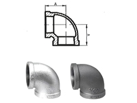 RUIHENGJUN Raccord de tuyauterie en fonte malléable, Coude à 90 degrés Classe 150, Revêtement en zinc ASTM A197, Shandong