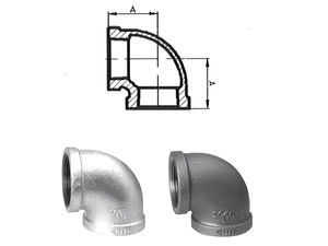RUIHENGJUN Accesorio de Tubería de Hierro Maleable Clase 150 Codo de 90 Grados ATSM A197 CON REVESTIMIENTO DE ZINC Shandong - Product Image 2