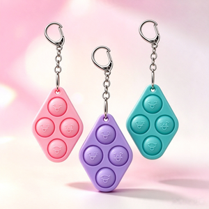 Mini porte-clés sensoriel en silicone à bulles anti-stress, jouets sensoriels à bulles Pop, ensemble de jouets porte-clés sensoriels à bulles - Product Image 6