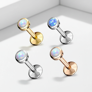 Joyería Corporal de Moda para Mujeres y Hombres, <span class=keywords><strong>Piercing</strong></span> de Acero Inoxidable para Hélix, <span class=keywords><strong>Tragus</strong></span>, Labio, <span class=keywords><strong>Piercing</strong></span> de Ópalo, Anillo de Labret, Pendiente de Espalda Plana - Product Image 2