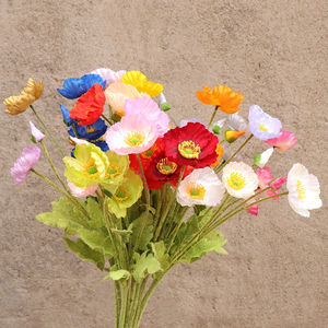 YOPIN-7679 nouveau 4 têtes artificielles flocage coquelicot fleurs vraie touche printemps couleurs blanc rouge soie maïs coquelicot décoration de mariage - Product Image 3