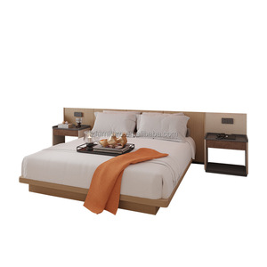Hotel Project Furniture Custom <b>Cheap</b> MDF Wooden Queen King Platform Bed <b>Frame</b> With Soft Headboard Storage Nightstands & Ottoman - Product Image 6