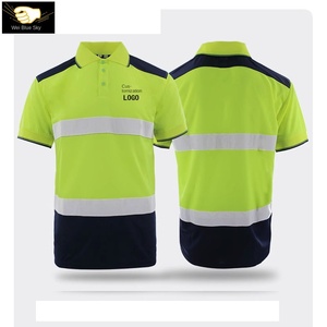 Trade Summer Thin Long Short-sleeved Fluorescent Green Orange Reflective POLO Breathable Machine Washable Quick-drying Clothes