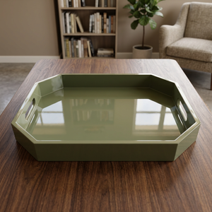 Plateau rectangulaire en laque verte de luxe du Vietnam, de haute qualité, best-seller, écologique, marque HUONG DANG, articles en laque économiques - Product Image 3