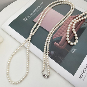 Nuevo Collar de Perlas de Alta Luminosidad de Moda Francesa para <span class=keywords><strong>Mujer</strong></span>, Cadena Larga, Lujo Ligero, Diseño Versátil de Alta Gama, Joyería Apilable - Product Image 3