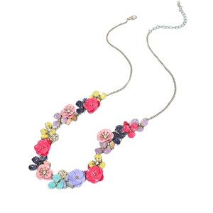 Flower <b>Necklace</b> Resin Zinc Alloy Crystal Rhinestone Women's Party Jewelry Bohemian Style <b>Statement</b> Neckpiece - Product Image 5