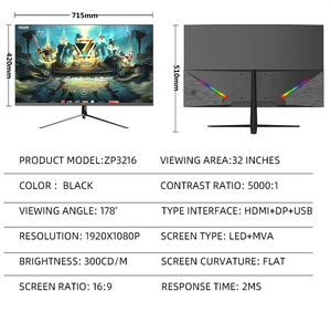 Mới Đến 32 Inch FHD Cong Không Khung LED Máy Tính Chơi Game Màn Hình <span class=keywords><strong>Tv</strong></span> - Product Image 2