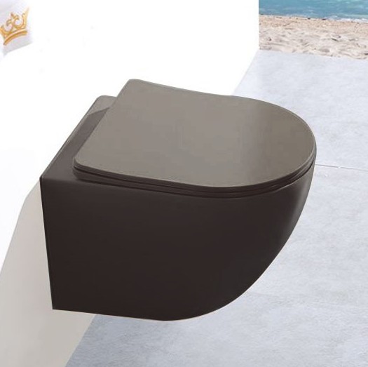 Лучшая мебель для ванной комнаты, высококачественная керамическая моющаяся настенная унитаза, матовый дизайн, коричневый цвет, Настенный Туалет