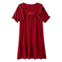 Nouvel ensemble de pyjamas d'été 2026 en Lycra et coton pour couple, manches courtes, rouge, style décontracté haut de gamme, confortable pour la maison