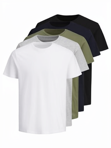 T-shirt homme slim fit col rond manches courtes couleur unie personnalisable avec impression de logo - Product Image 1