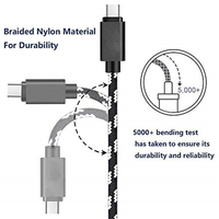 1ft 3ft 6ft 10ft Personnaliser Logo En Nylon Tressé USB 3.1 Charge rapide Type C Chargeur de Données Câble USB-C