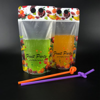 500ml conception d'usine impression debout pochette Ziplock mat clair en plastique Ziplock café jus boisson sac avec pailles