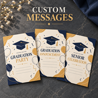 Cartes d'invitation de remise de diplôme personnalisées, élégantes, bleu marine et or, avec confettis en forme de ballons, invitations pour fête de remise de diplôme, cartes d'invitation pour célébration de la remise de diplôme