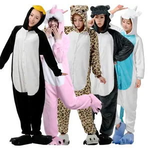 Hot Selling Winter Onesie Voor Vrouwen Pijama Dier Luipaard Konijn Capuchon Volwassen Flanellen Pijama