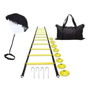 Agility Ladder mit Carrying Bag 6 Disc Cones Resistance Parachute 4 Steel Stakes Speed Agility Training Set