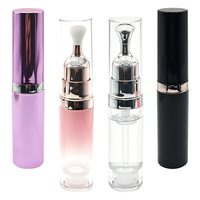 Emballage personnalisé avec logo, tubes de 8 ml ronds roses pour lotion pour les yeux, rouge à lèvres, crème pour le visage, flacon pompe sans air, applicateur de massage pour rouge à lèvres