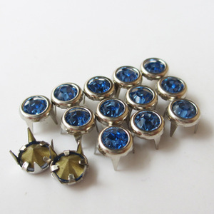 Cristales de imitación redondos de 6mm con engaste de garra, 16 facetas, tono plateado, color azul, accesorios de joyería DIY, etiqueta privada licenciada, elegante para uso diario, con vástago - Product Image 1