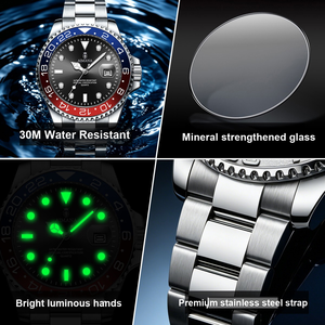 Elegante Reloj de Hombre con Esfera Luminosa de Cuarzo Rojo y Azul, Correa de Acero Inoxidable, para Deporte, Viajes, Uso Diario, Regalo para <span class=keywords><strong>Caballero</strong></span> - Product Image 6