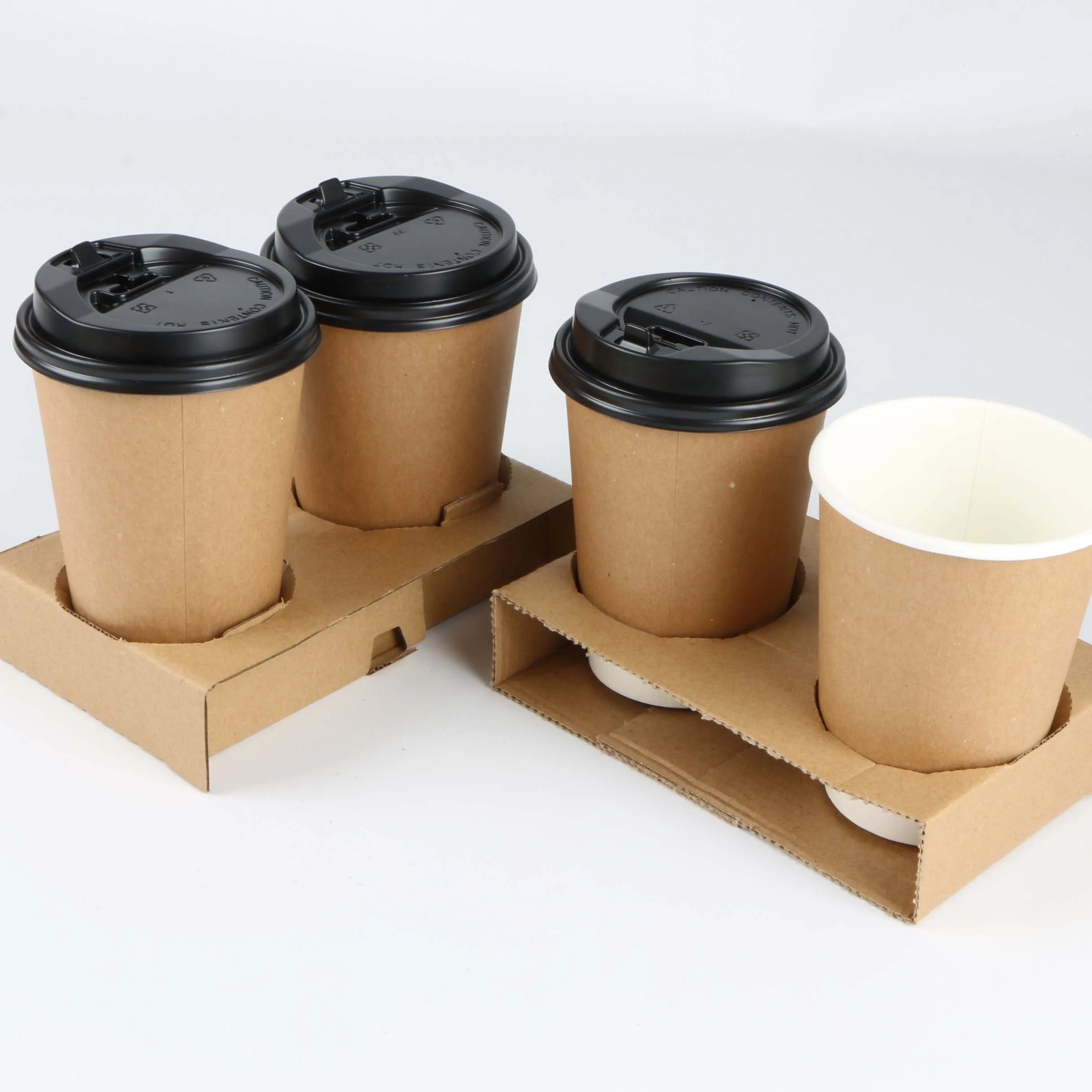 Carry Out Cup Tray Holder For Hot Or Cold Drinks Cardboard Cup Holders Coffee Paper Cup Holder