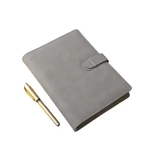 Easy To Use Refillable A5 Binder Notebook Folder Portfolio Custom 6 Holes Loose Leaf PU Leather Notebook with Pen
