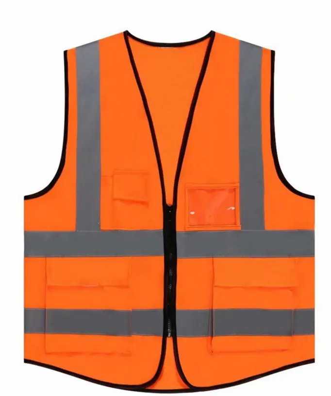 high visibility SIZE L POCKETS ZIPPER ORANGE reflective safety vest